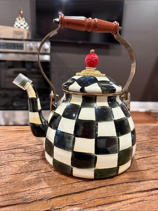 MacKenzie-Childs Other - MacKenzie-Childs Black & Cream Courtly Check Pattern  Teapot